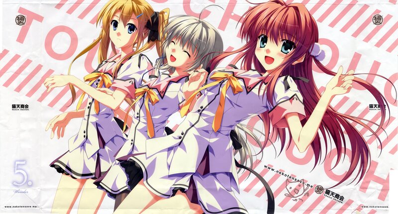 three anime girls in school uniforms