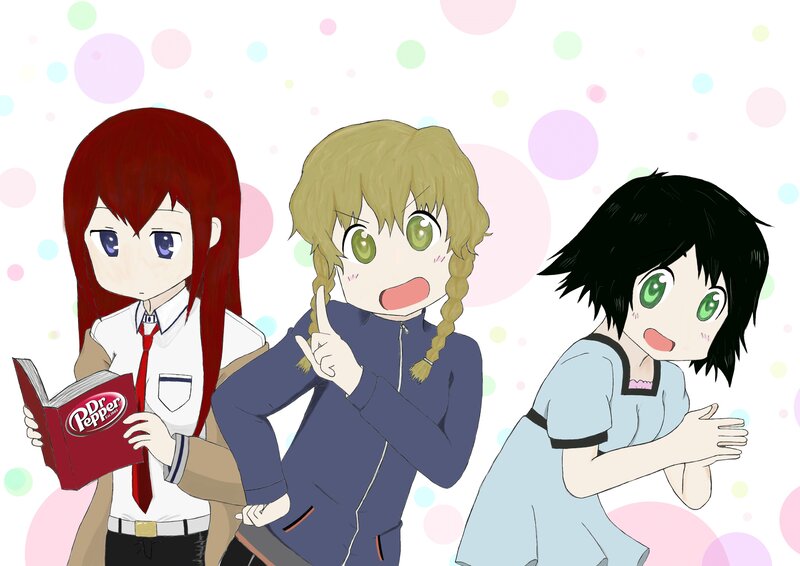 three anime girls in school uniforms
