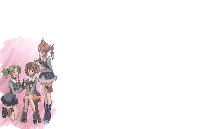 three anime girls in school uniforms