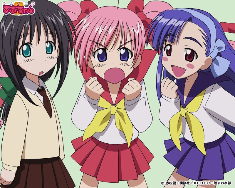 Three anime girls in school uniforms