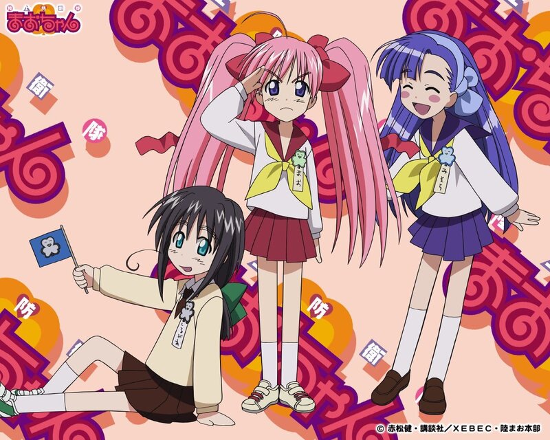 Three anime girls in school uniforms