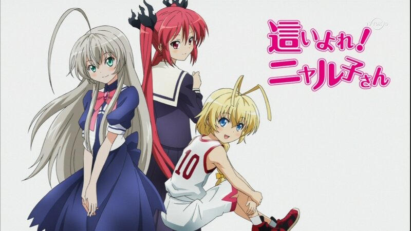 Three anime girls in school uniforms