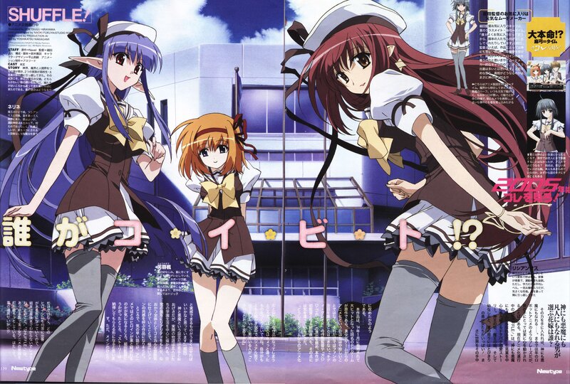 Three Anime Girls in School Uniforms — Purple, Dramatic, Night