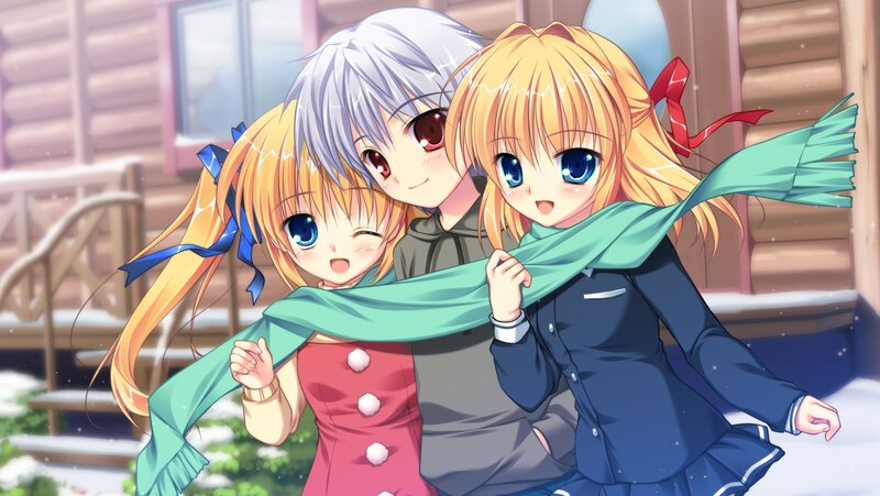 Three Anime Girls in Snow