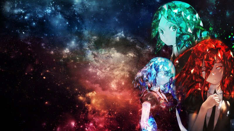 Three Anime Girls in Space — Blue, Dramatic