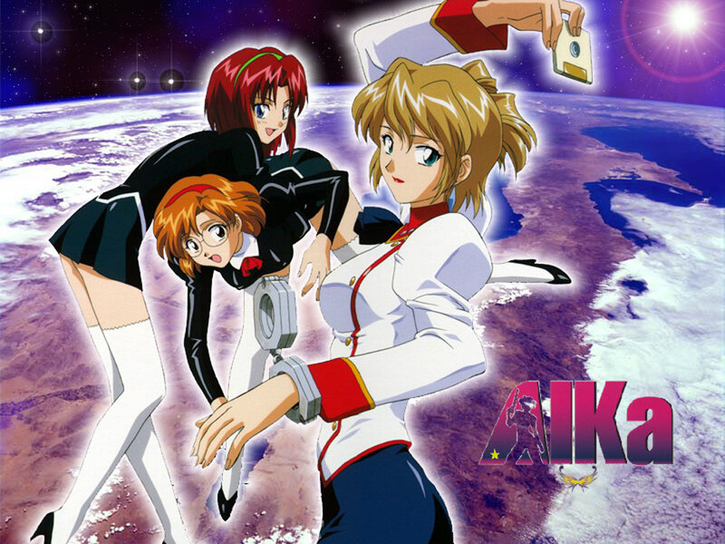 Three Anime Girls in Space — Purple, Dramatic