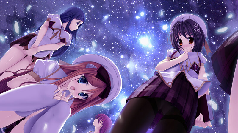 Three Anime Girls in Space — Purple