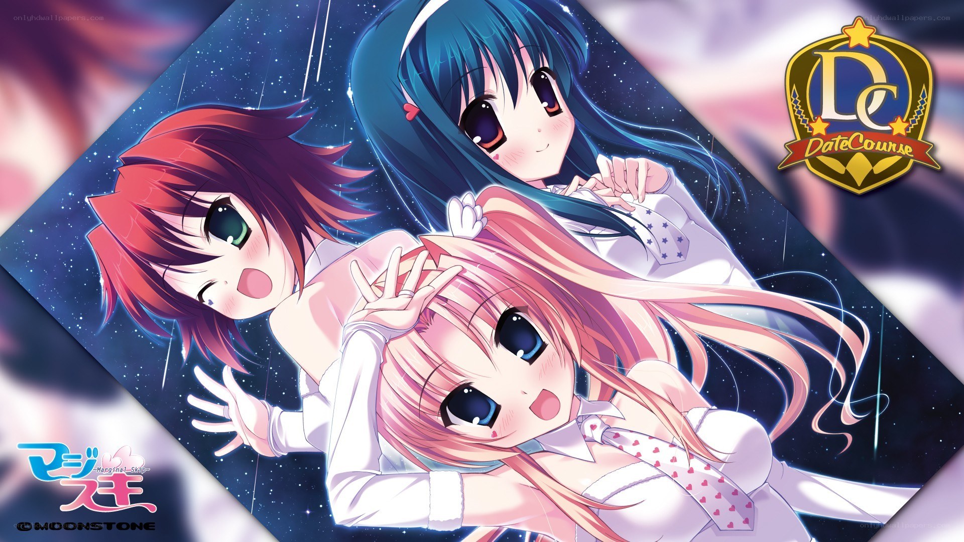 Three anime girls in space