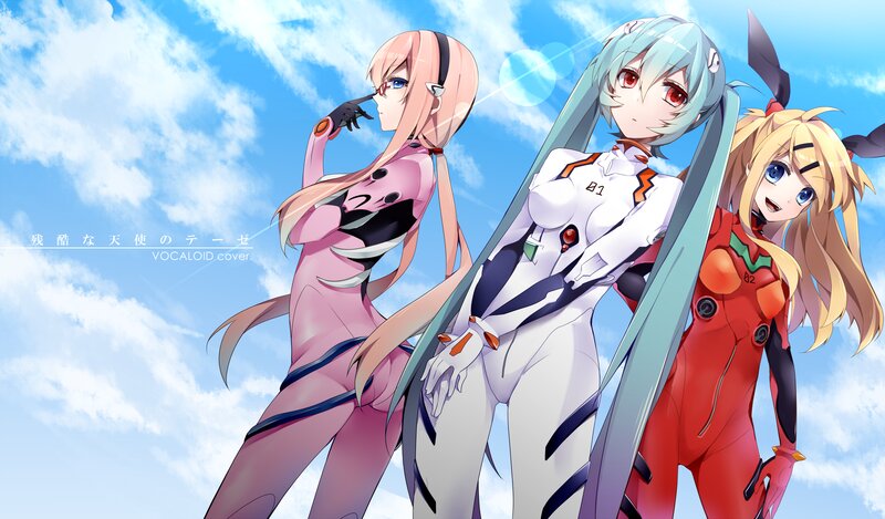 Three Anime Girls in Suits — Blue