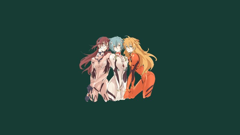 Three Anime Girls in Suits — Green, Neutral