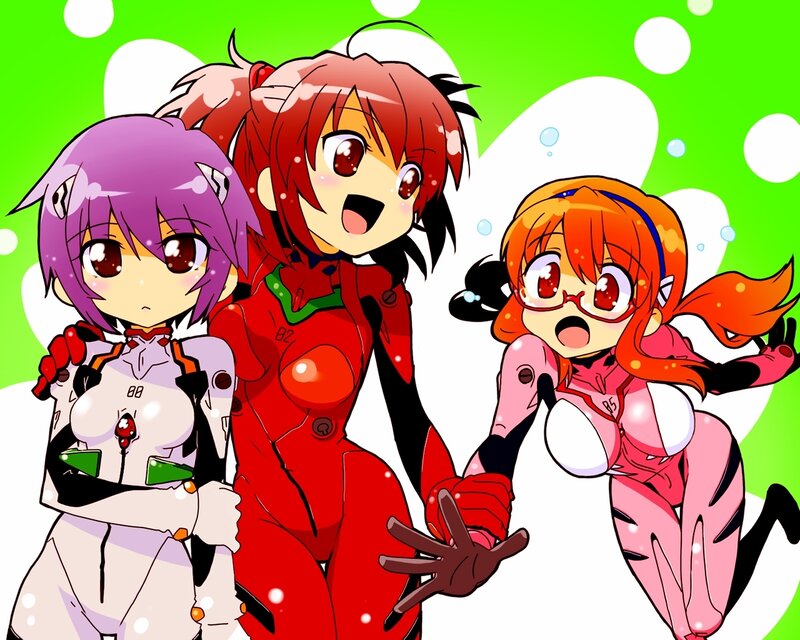 Three Anime Girls in Suits — Green