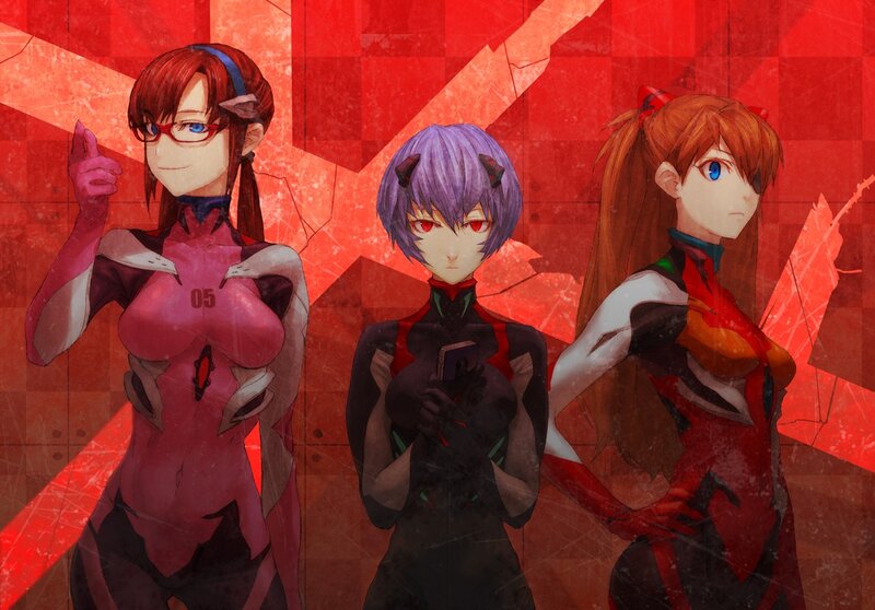 Three Anime Girls in Suits — Red