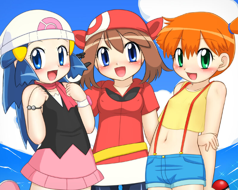 Three anime girls in summer outfits
