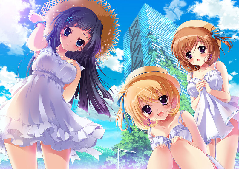 Three Anime Girls in Summer