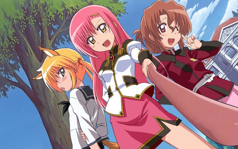 three anime girls in uniform