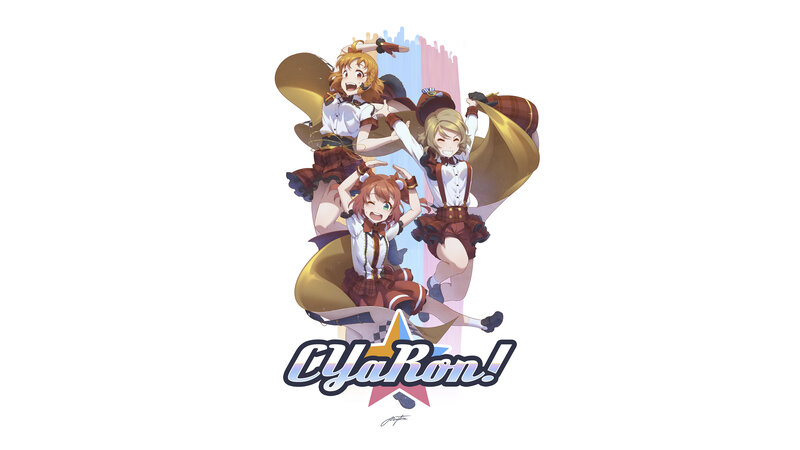 Three Anime Girls in Uniform — White, Energetic