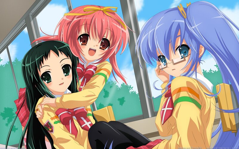 Three Anime Girls in Uniform — Yellow