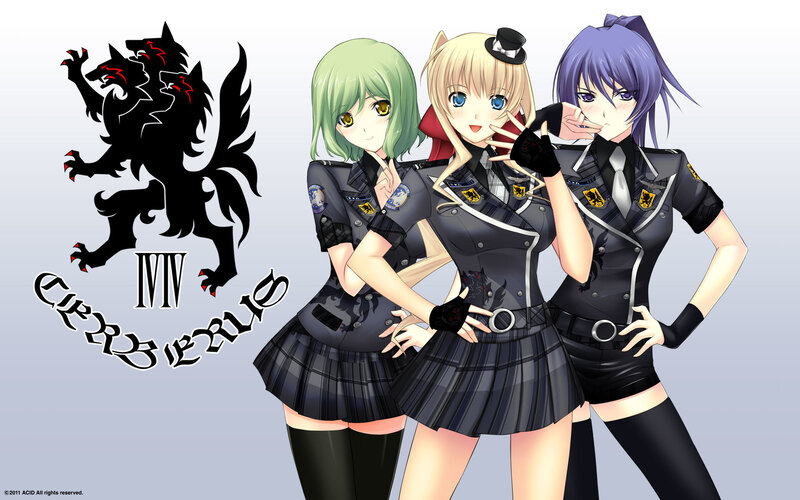 Three Anime Girls in Uniforms — Black