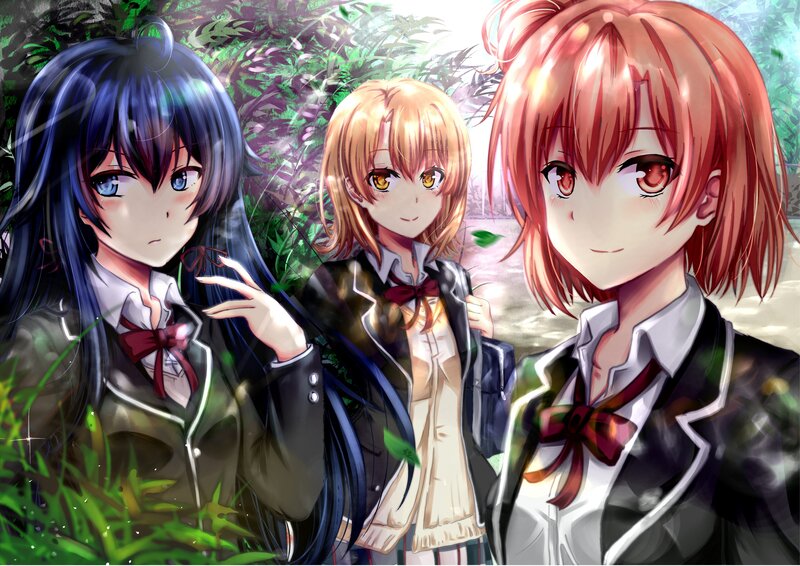 Three Anime Girls in Uniforms — Green