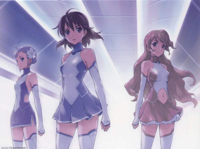 Three Anime Girls in Uniforms — Purple