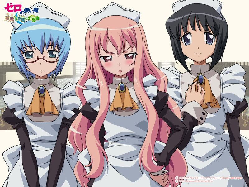 Three Anime Girls in Uniforms — White, Neutral