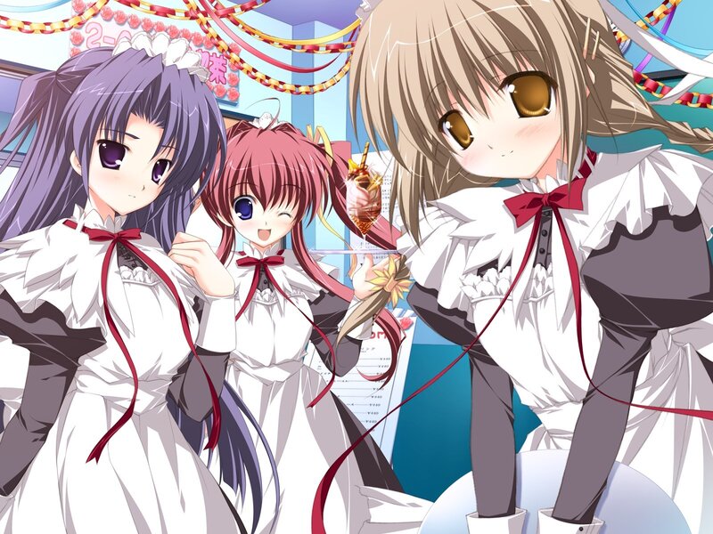 Three Anime Girls in Uniforms — White
