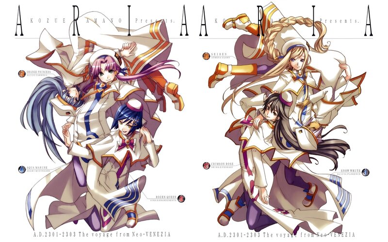 Three Anime Girls in White Robes — Dynamic