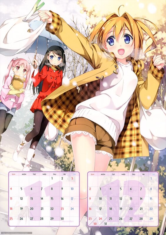 Three Anime Girls in Winter — Yellow