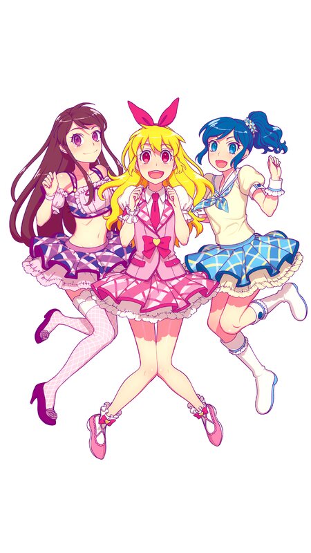 Three Anime Girls Jumping