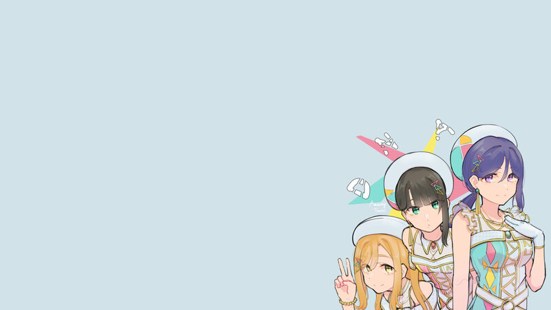 Three Anime Girls — Light Blue
