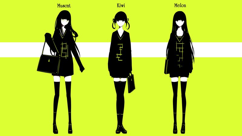 Three Anime Girls — Lime Green