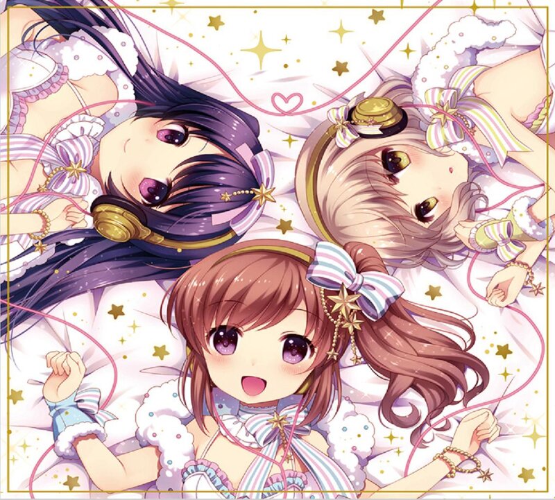 Three Anime Girls Lying Down — Pink, Dreamy