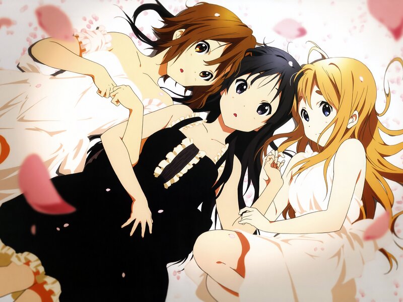 Three Anime Girls Lying — White