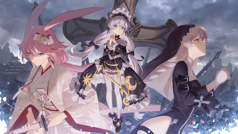 Three Anime Girls on a Bridge — Gray