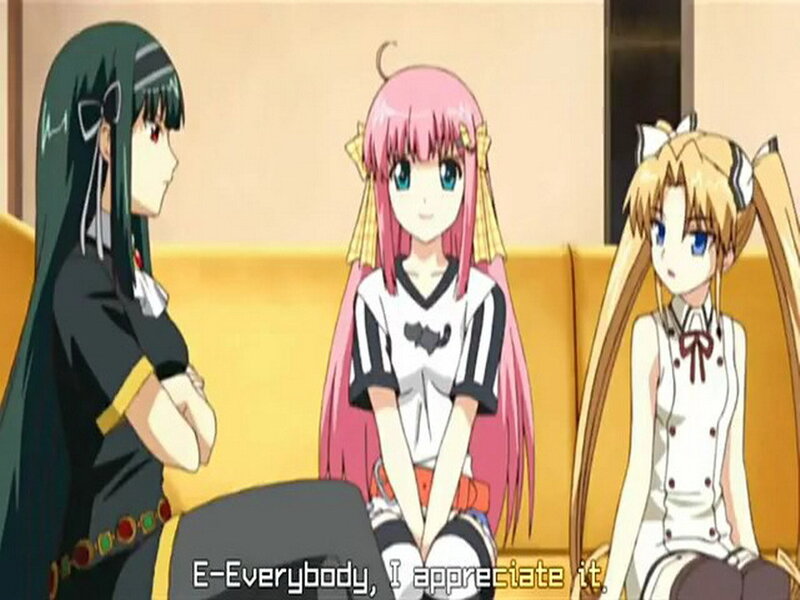 Three Anime Girls on a Couch — Yellow