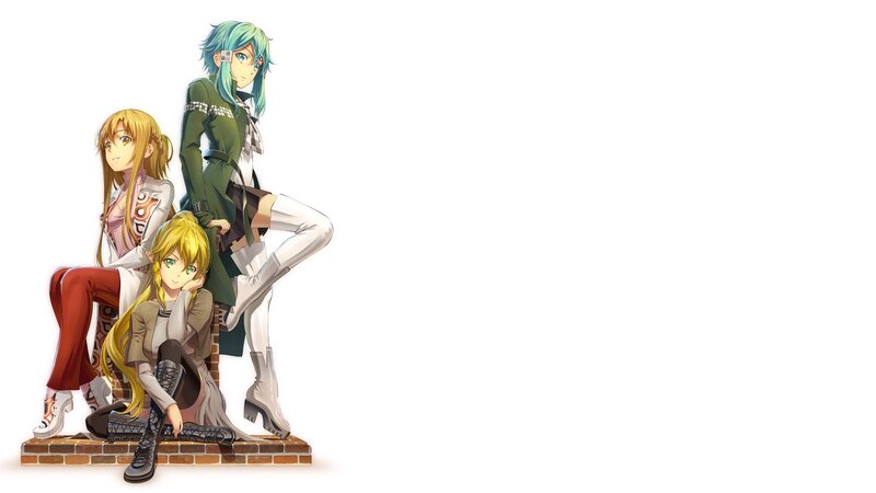 Three Anime Girls on Brick