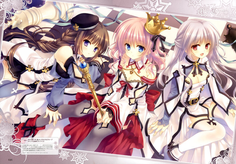 Three Anime Girls on Chessboard