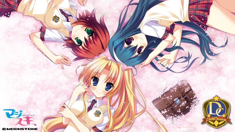 Three Anime Girls on Ground