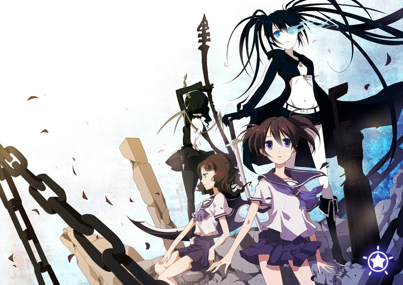 Three Anime Girls on Rubble