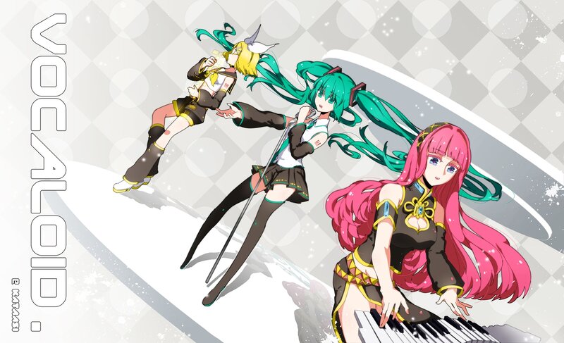 Three Anime Girls on Stage — Green