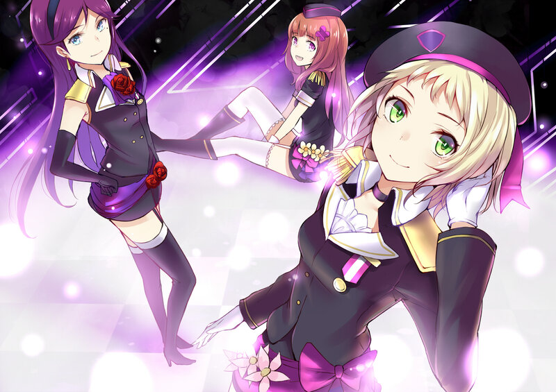 Three Anime Girls on Stage — Purple