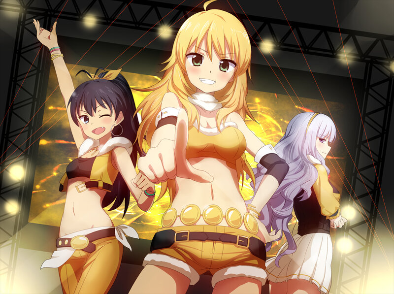 Three Anime Girls on Stage — Yellow
