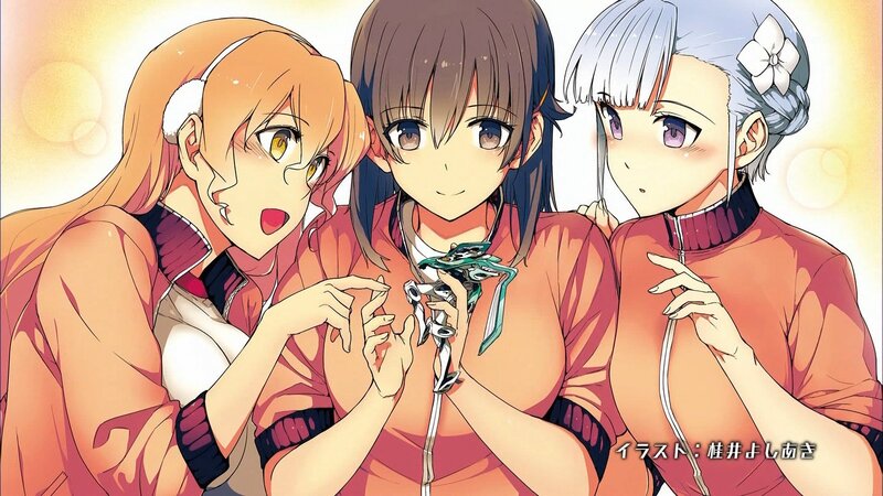 Three Anime Girls — Orange, Curious