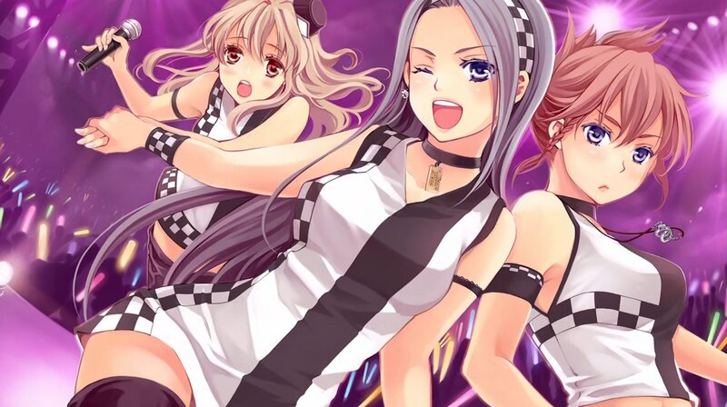 Three Anime Girls Performing — Purple
