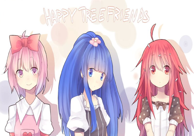 Three Anime Girls — Pink, Cheerful, Bows