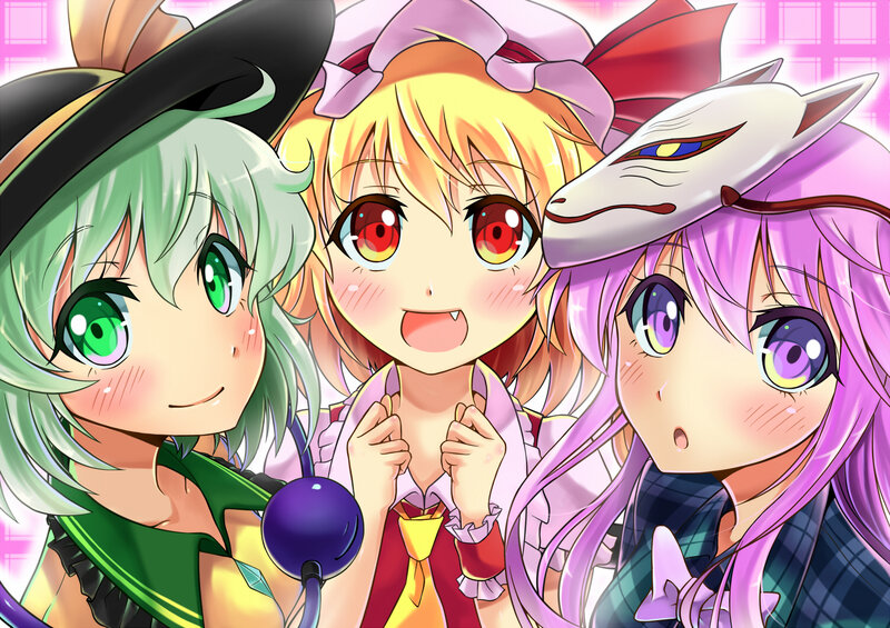 Three Anime Girls — Pink, Cheerful, Witch Hat