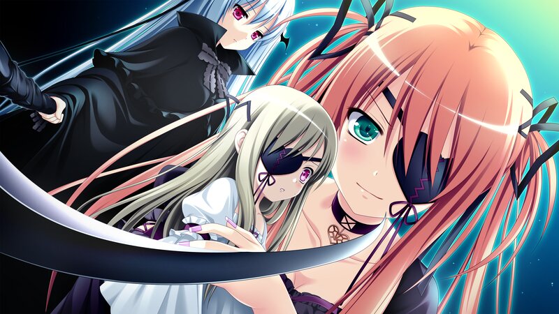 Three Anime Girls — Pink, Dramatic, Night, Sword