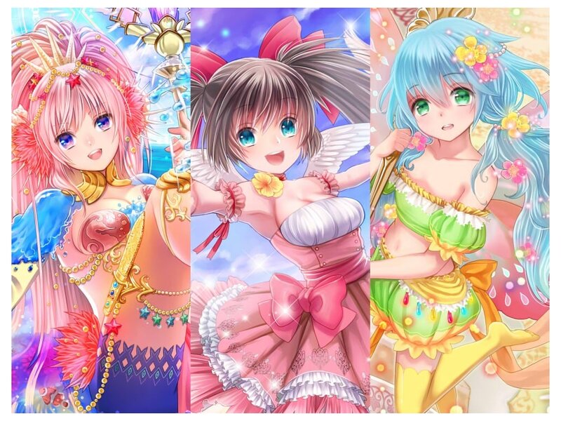 Three Anime Girls — Pink, Fantastical