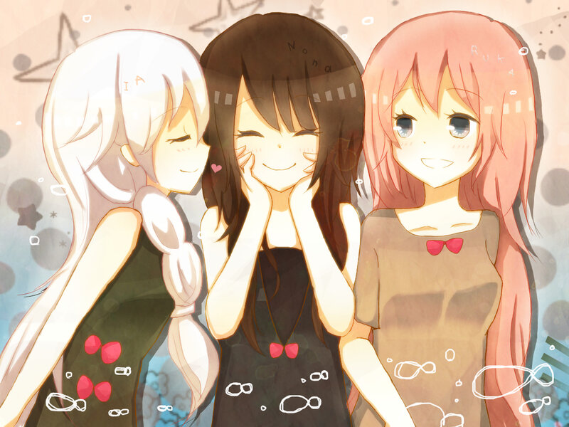 Three Anime Girls — Pink, Happy, Stars