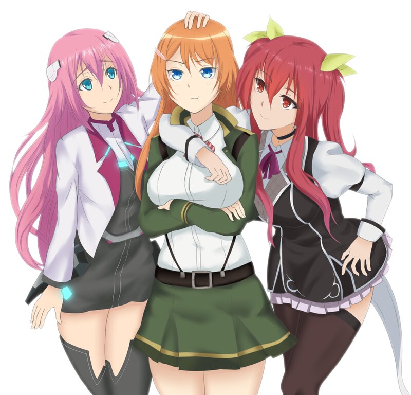 Three Anime Girls — Pink, Neutral, School Uniforms